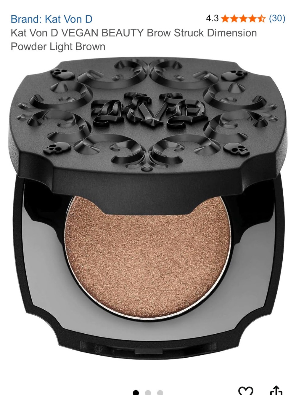 Kat Von D Brow Struck Dimension Powder Light Brown BNIB